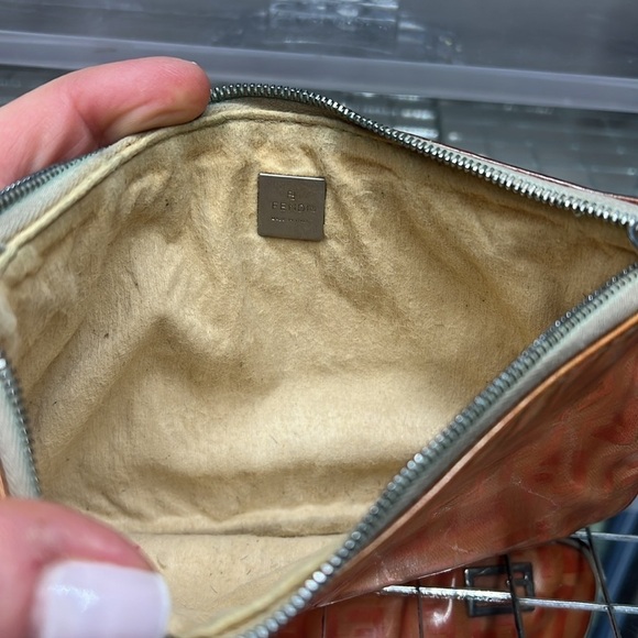 Fendi Zucco Zucchino Orange Peach Clear Coated Canvas Zip Pouch Clutch Bag - Picture 5 of 12